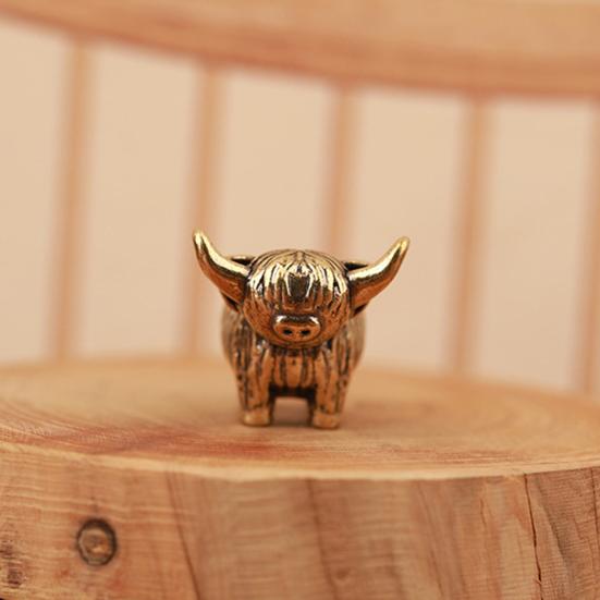 Mini Kupfer Hochlandrind Figur Miniatur Messing Hochlandrind Kleine Rinder Skulpturen für Zuhause Büro Bücherregal Mikro Landschafts Zubehör