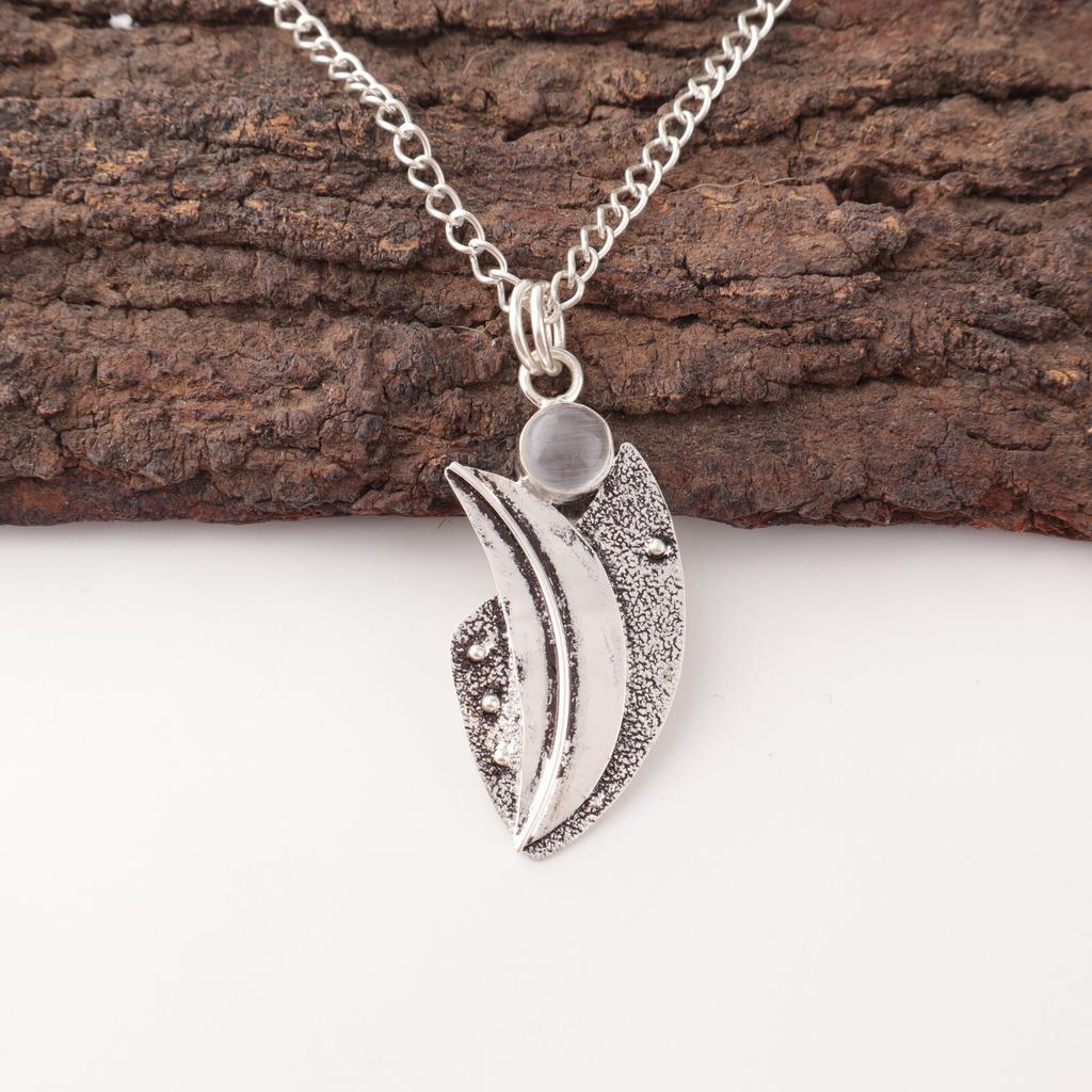 Selenite Gemstone 925 Sterling Silver Jewelry Handmade Women's Silver Pendant PP-36-44