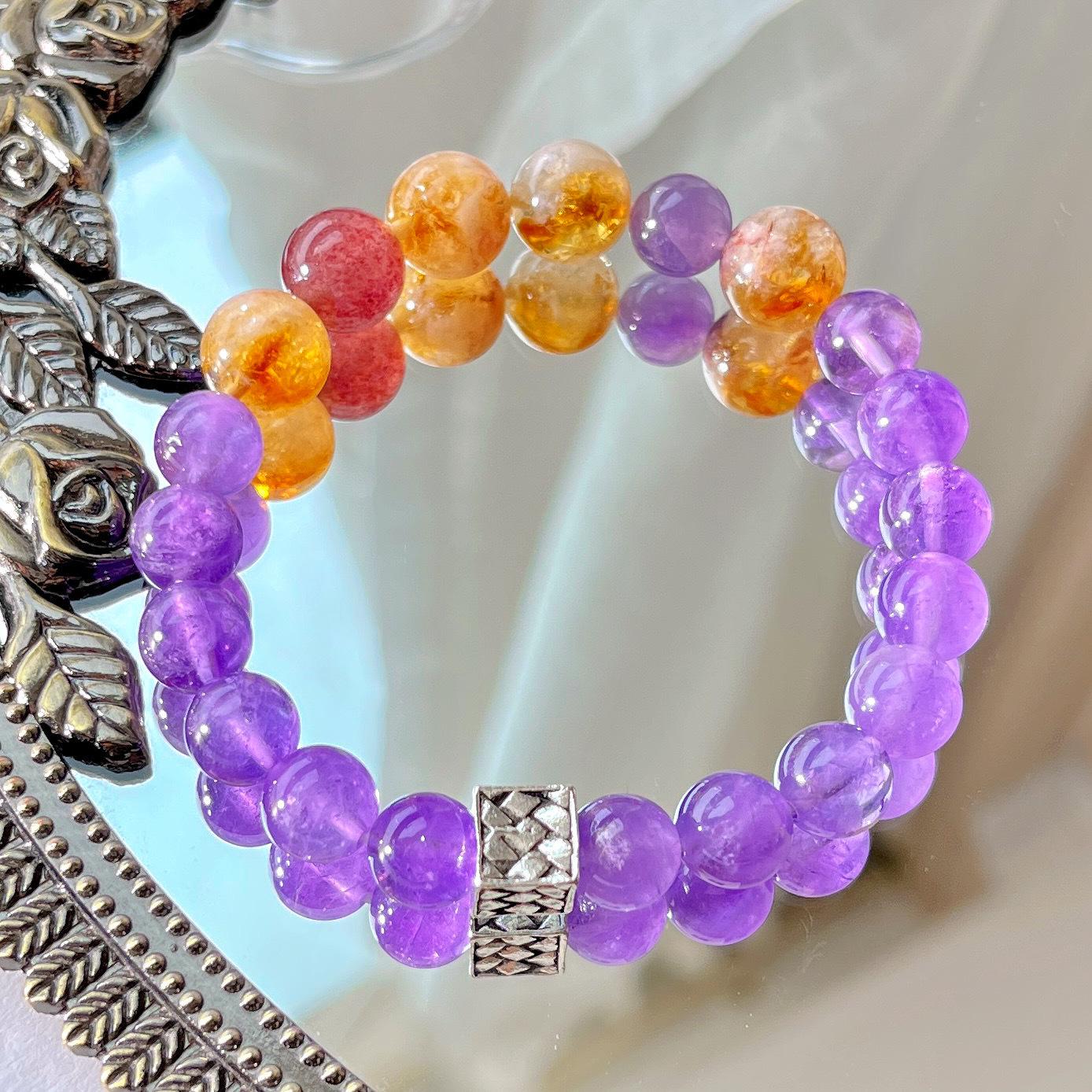 High Quality 8Mm Lavender Amethyst Honey Milk Cover Citrine Strawberry Crystal Bracelet