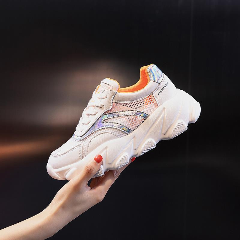 

Summer 2025 casual versatile leather little white shoes women s sports breathable dad trendy shoes thick-soled shallow-mouth women s shoes 35 жёлтый