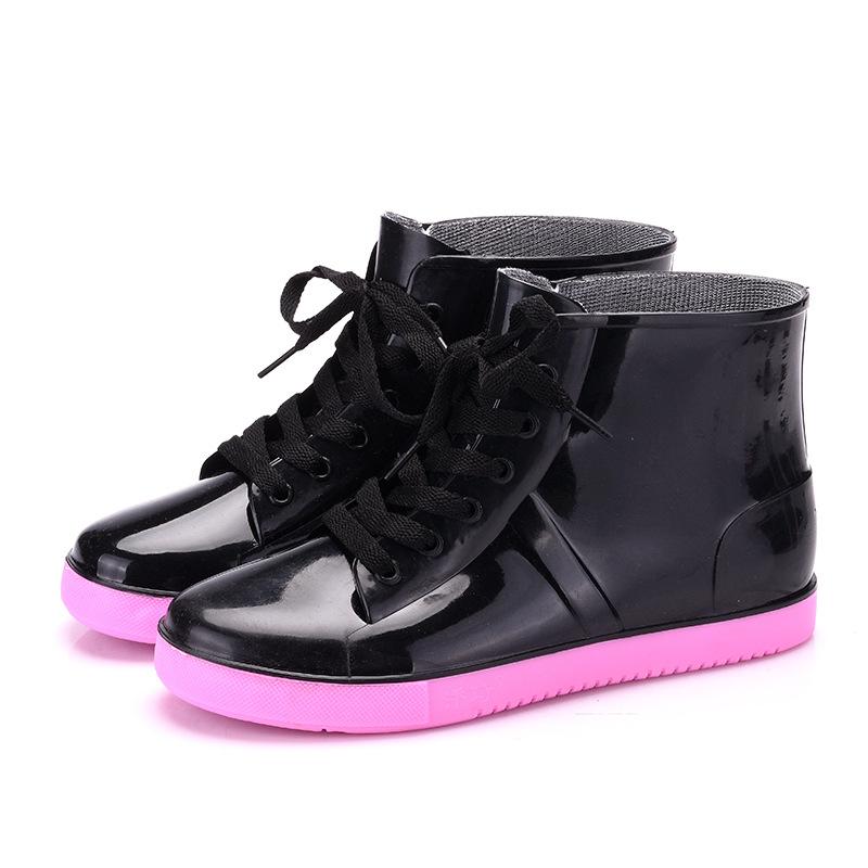 Fashion Candy Color Ankle Boots Fashion Rain Boots Women's Flat Rain Shoes Clear Rainboots Waterproof Shoes Rubber Zapatos De Mujer