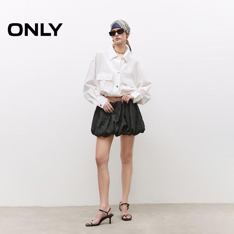 ONLY Women's Lapel Collar Loose Utility Cropped Jacket
