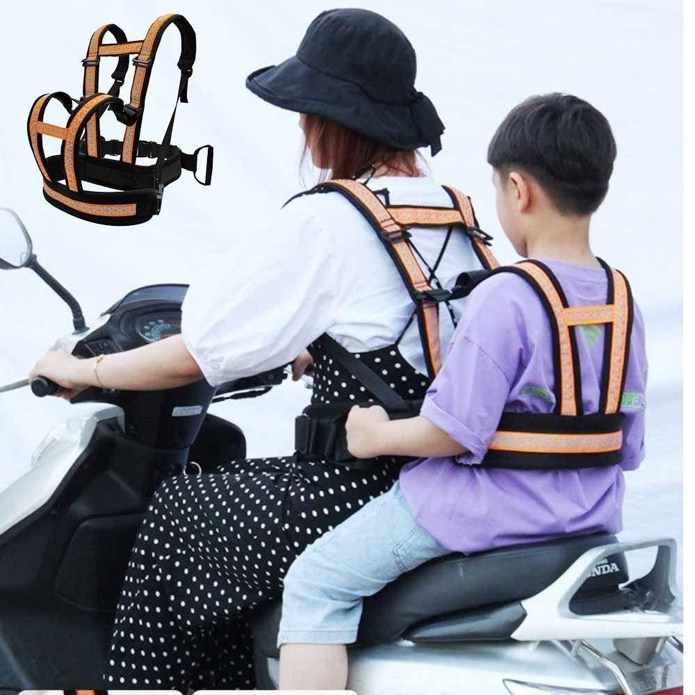 Breathable Children's Motorcycle Seat Belt Two Handles Reflective Strap Kids Safety Seat Harness Adjustable Strap Non-Slip