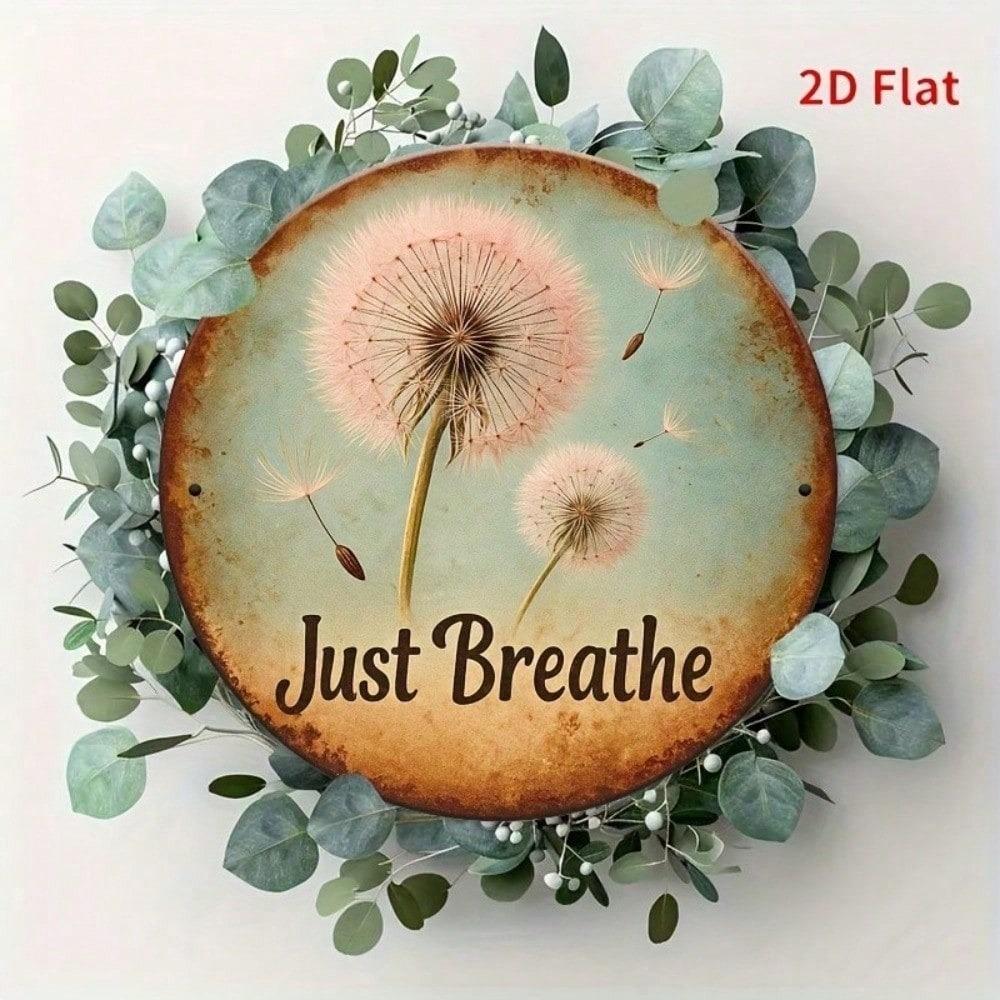 Vintage Metal Tin Sign Just Breathe Dandelion Art Poster Retro Wall Decor For Home Bar Cafe