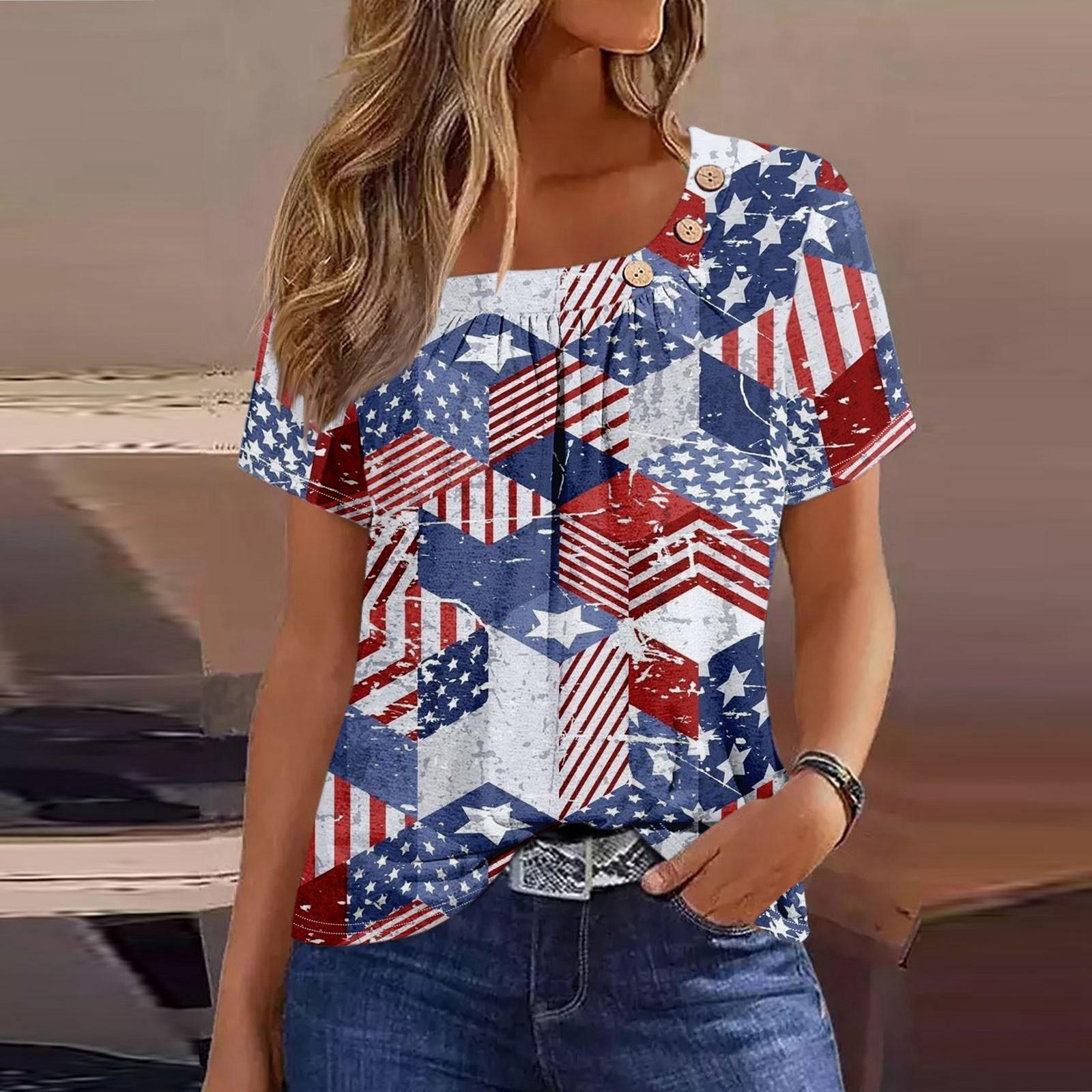 Женская повседневная футболка с короткими рукавами и v-образным вырезом с принтом — фото 7