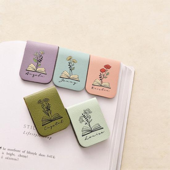 Suni Deri Çiçek Ayraç El Yapımı Mini Taşınabilir Su Geçirmez Kitap Sayfa İşaretleyici Manyetik Klips Kitapseverler Çocuklar Öğrenciler Hediye