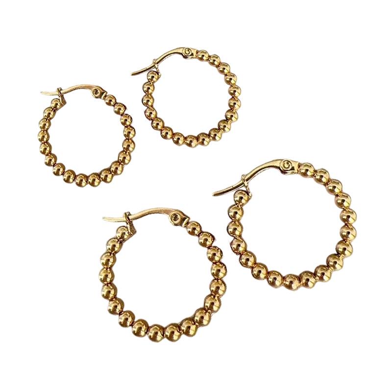 Elegant Stainless Steel Geometric Flower Bead Earrings