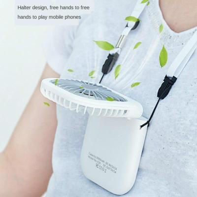 Heißer Mini-Kühlventilator Faltbarer Nacken-Hängeventilator USB Einstellbar Wiederaufladbar Luftkühler Handyhalter mit 3000mAh Powerbank FanA
