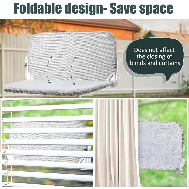 Cordless Window Wall Cat Hammock with 4 Strong Suction Cups, Metal Frame and Flip Cover, Indoor Cat Foldable Four Season Cat Bed