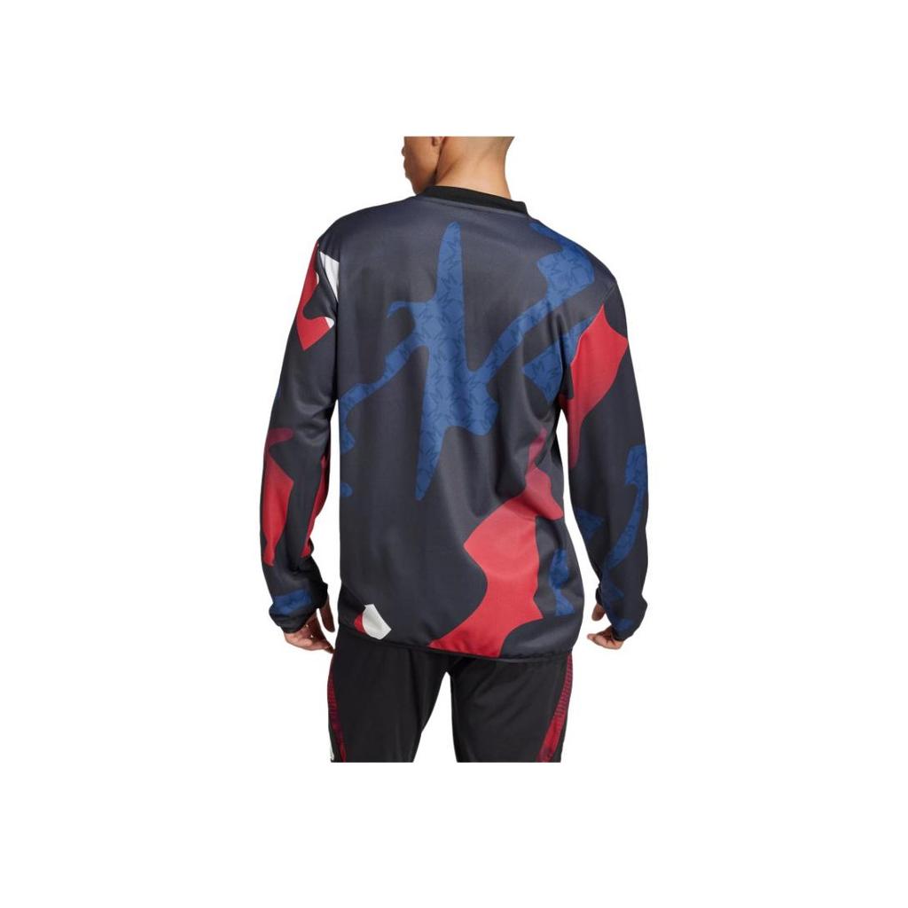 adidas MUFC Aufwärmoberteil Bequemes Rundhals Langarm Fußballtrikot Herren Oberteile Schwarz Rot Han-Jade-Weiß JD7145