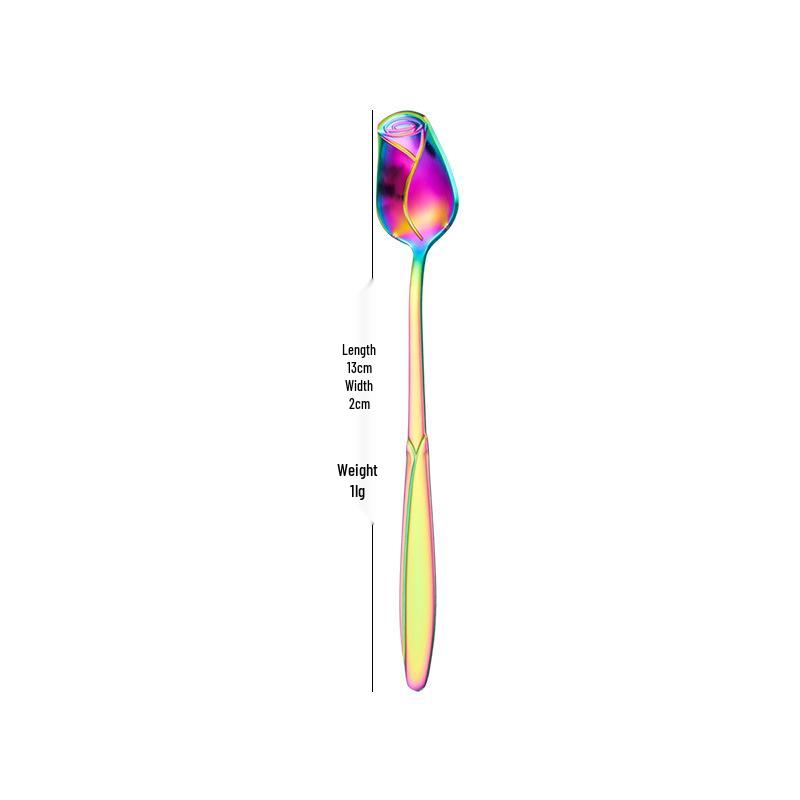 Stainless Steel Rose Flower Long Handle Coffee & Teaspoon