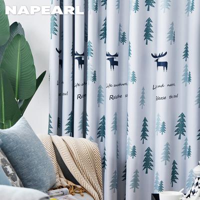 1 PC NAPEARL 70-80% Blackout Ins בסגנון נורדי צבי פוליאסטר סיבי וילונות מודפסים בהתאמה אישית וילונות שקופים לחדר שינה סלון עיצוב הבית