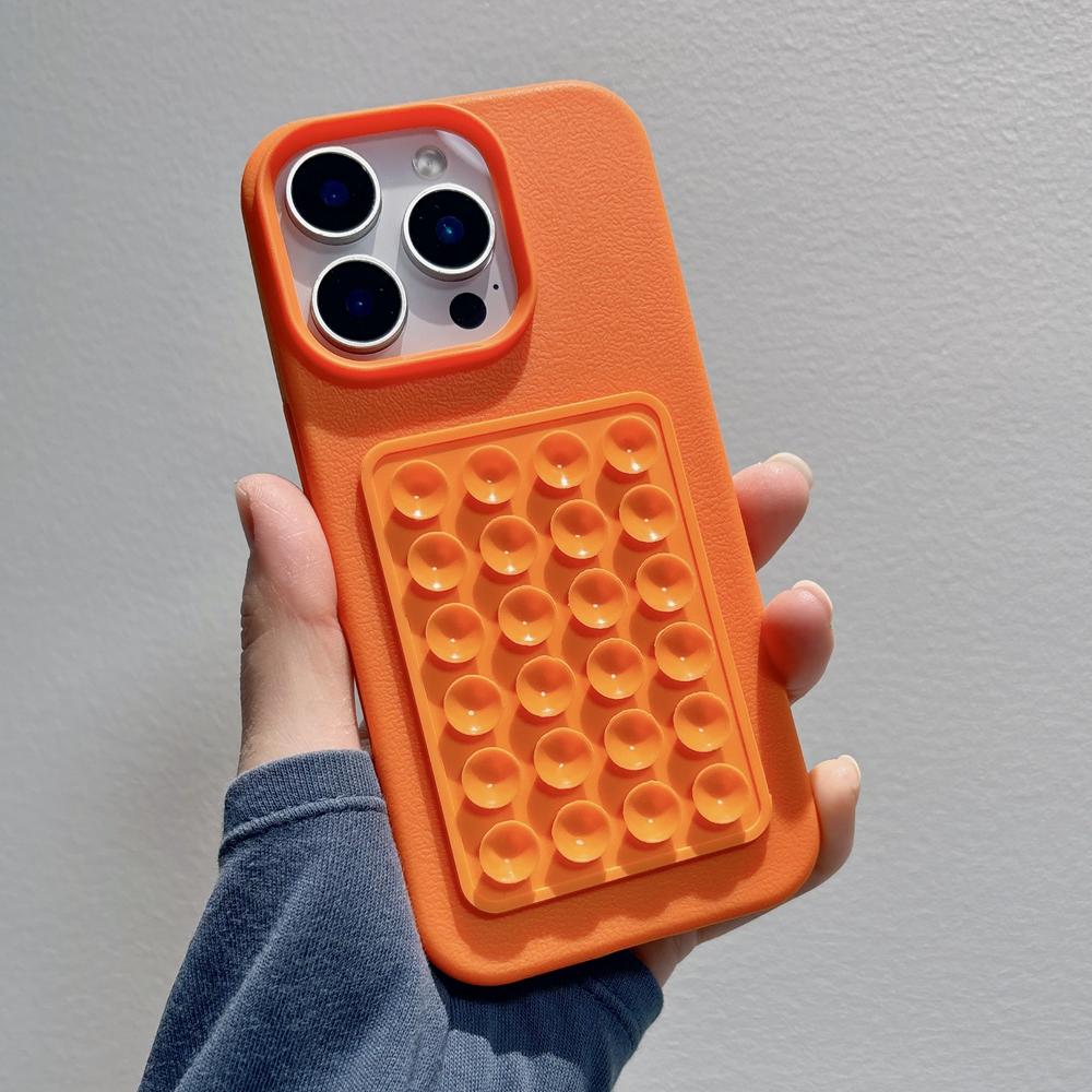 

Розкішний силіконовий чохол з текстурою лічі для iPhone 17 16 15 14 13 12 11 Pro Max XR X XS Plus 3D присоска Подушка безпеки Ударостійкий чохол For iPhone17 Pro Max&Silicon помаранчевий