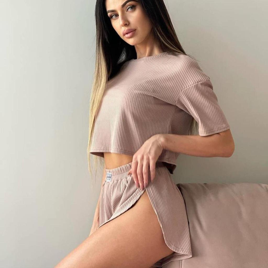 2026 European & American Women's Casual Pajama Set - Comfortable, Sexy Shorts for Home & Outside Wear