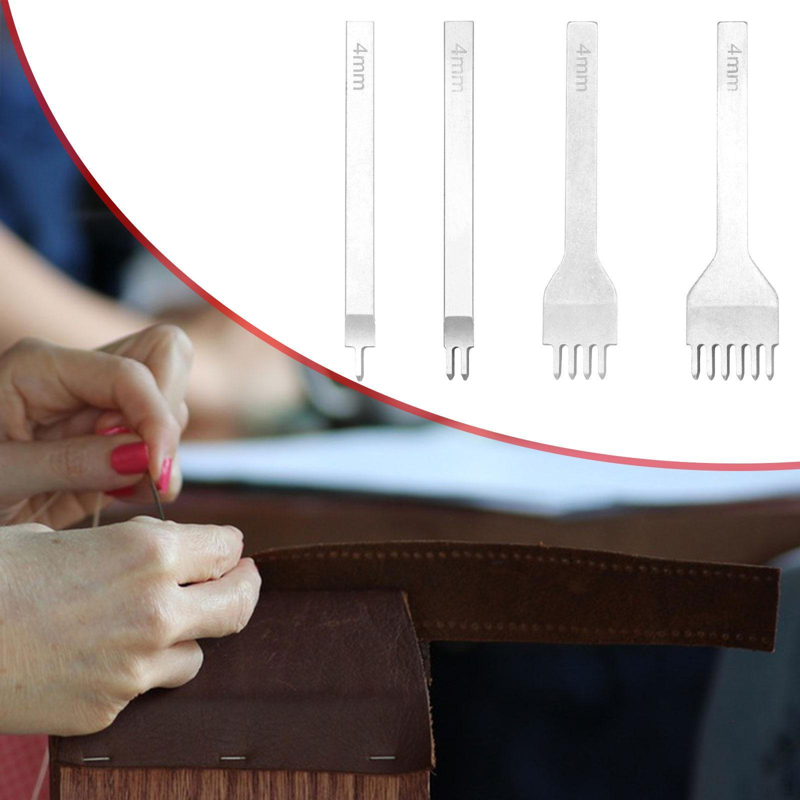 

4 шт. DIY Кожаные дыроколы для рукоделия, шнуровки, стежки, стамески для энтузиастов, начинающих, легкие 4 mm