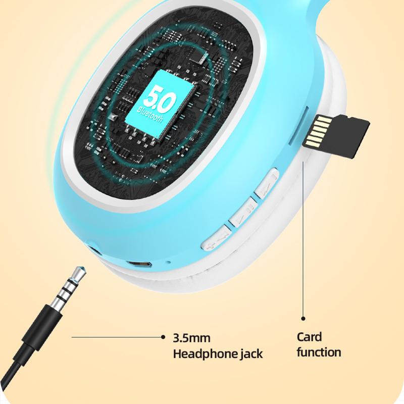 Bluetooth Headset Wireless Headphone Cute Stereo Earphone Support SD Card Radio Call For Xiaomi iphone Sumsamg Children's gift