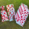 30/50/100Pcs Transparent Plastic Opp Bags Red Heart Love Printed Gift Bags With Golden Ties For Valentine'S Day And Couples