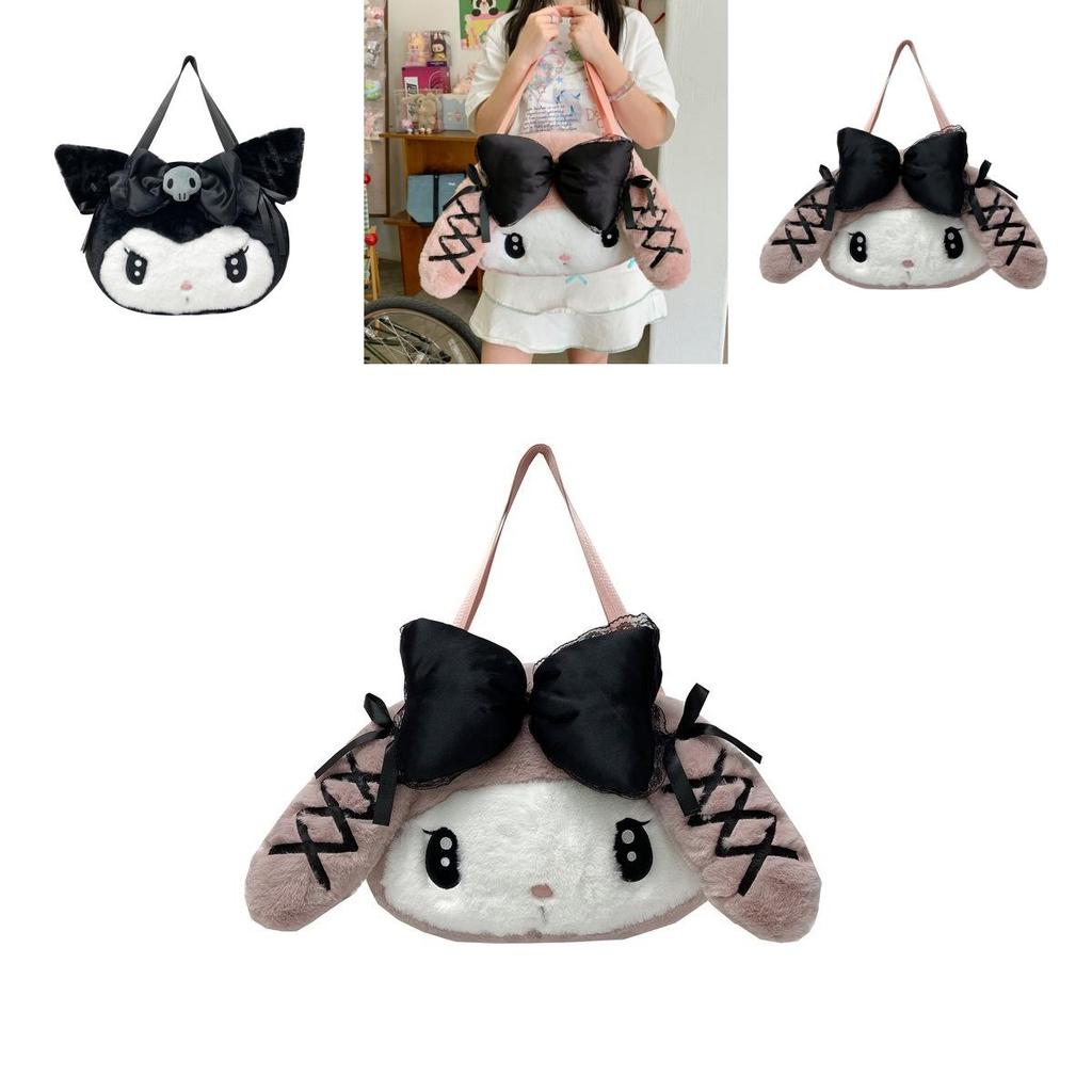 Kreskówkowa torba na ramię z pluszu Sanrio Kuromi My Melody o dużej pojemności do codziennego użytku