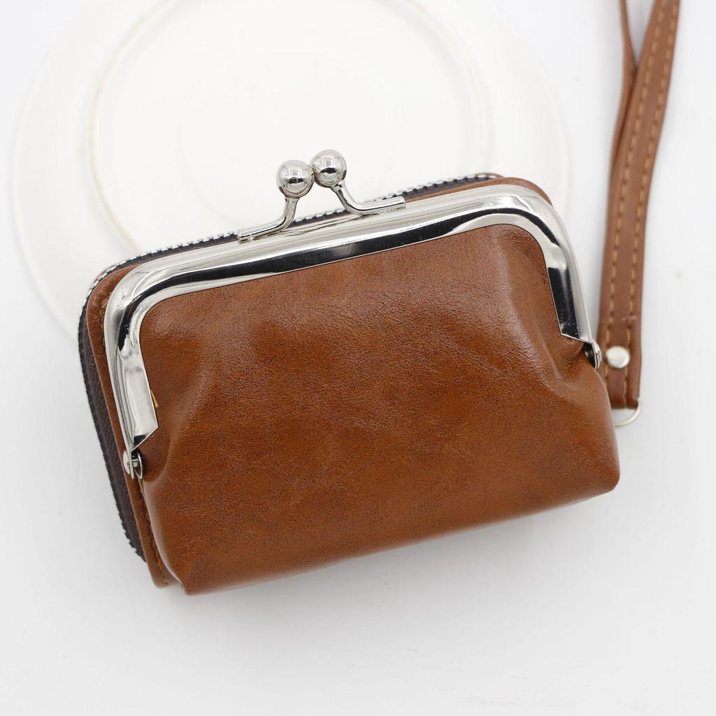 Retro PU Leather Women's Wallet with Coin and Card Holder, Buckle Closure, and Multi-Card Slots