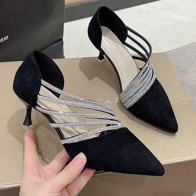 Moda Mulheres Sandálias de Salto Alto Cristal Marca Scarpins Primavera Verão Nova Tendência Designer Stilettos Sapatos de Bico Fino Mulheres