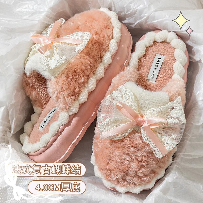 Cotton slippers women's winter new indoor home thick bottom non-slip warm plush slippers women