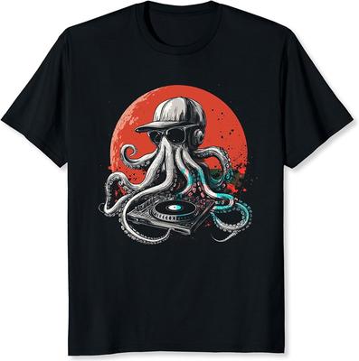 Octopus Shirt voor Heren Oceaan Octopus Cthulhu Grafisch T-shirt Cadeaus voor Muziekliefhebber