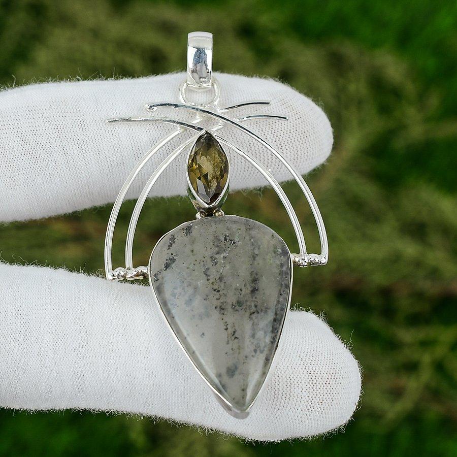 

Black Sunstone Stone Smoky Quartz Sterling Silver Sacral Chakra Pendant Jewelry