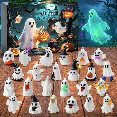 Calendario de Adviento de Halloween 2026, Caja Ciega de Fantasma de Acrílico Calendario de Cuenta Regresiva con Puertas Diarias Sorpresa, Decoración de Mesa Festiva para Fiesta en Casa Regalo