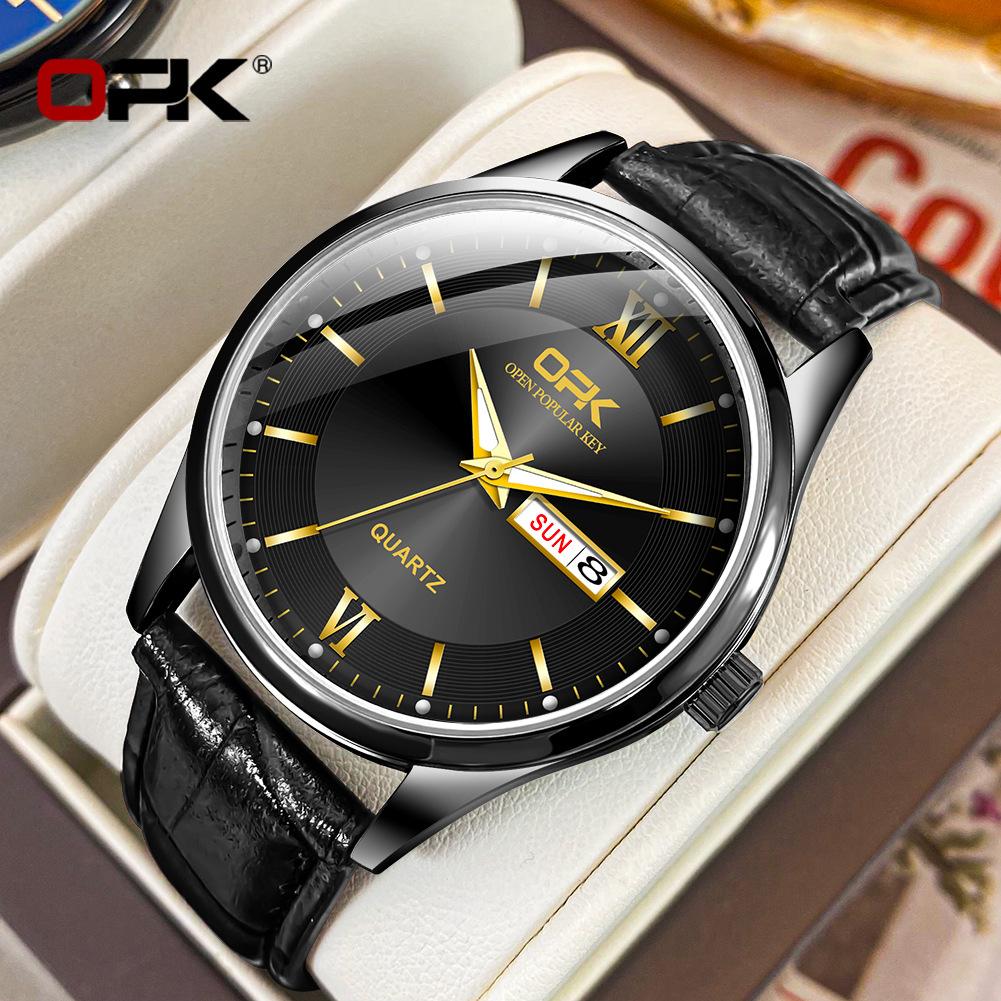 OPK Brand Watch Belt Double Calendar Quartz Watch Men's Watch Men's Watch