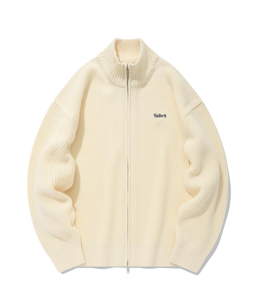 Fallett Oversized Knit Zip-Up Cardigan Ivory