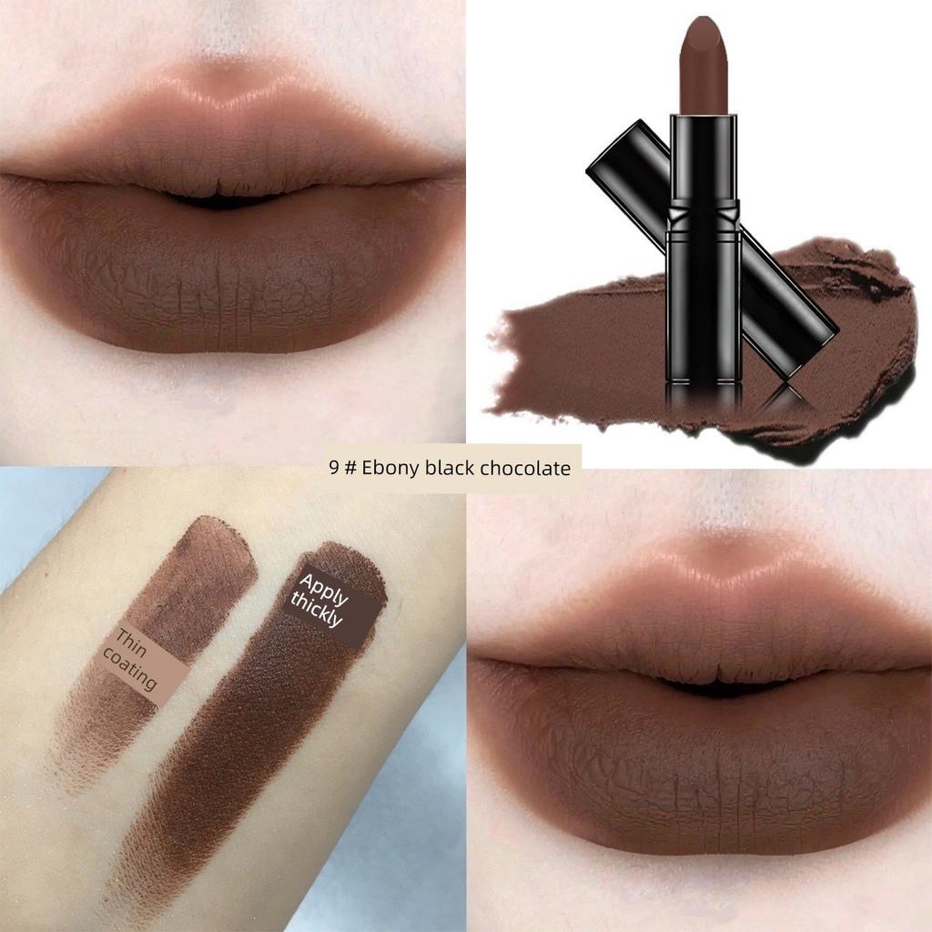 Lipstick Fashion Goth Classy Cow Blood Color Retro Matte Dark Red Cherry Burgundy Lipstick Waterproof Sweat-Proof