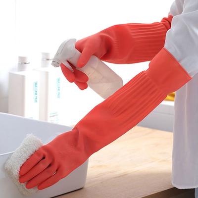1 Paar Verlengde Afwas Reinigingshandschoenen Latex Rubber Waterdicht Werk Handhandschoenen voor Huishoudelijke Schrobber Keuken Schoonmaakgereedschap