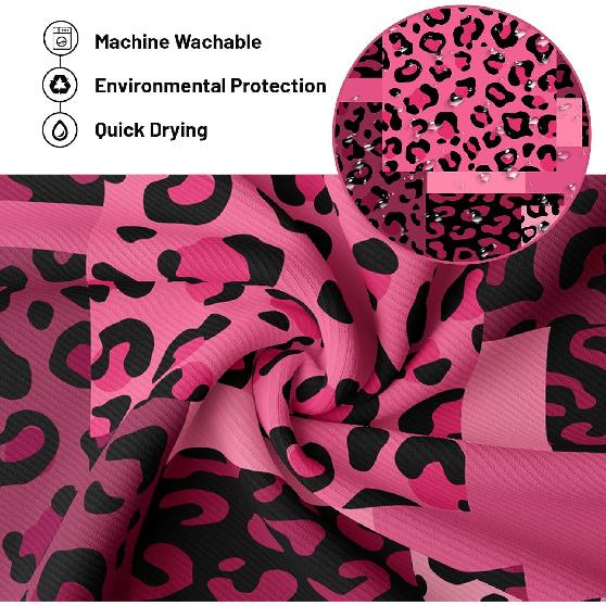 Dark Pink Leopard Shower Curtain Hot Pink Geometric Cheetah Print Shower Curta for Girls Bathroom Decor, Waterproof Fabric 70 x 72 inch with Hooks