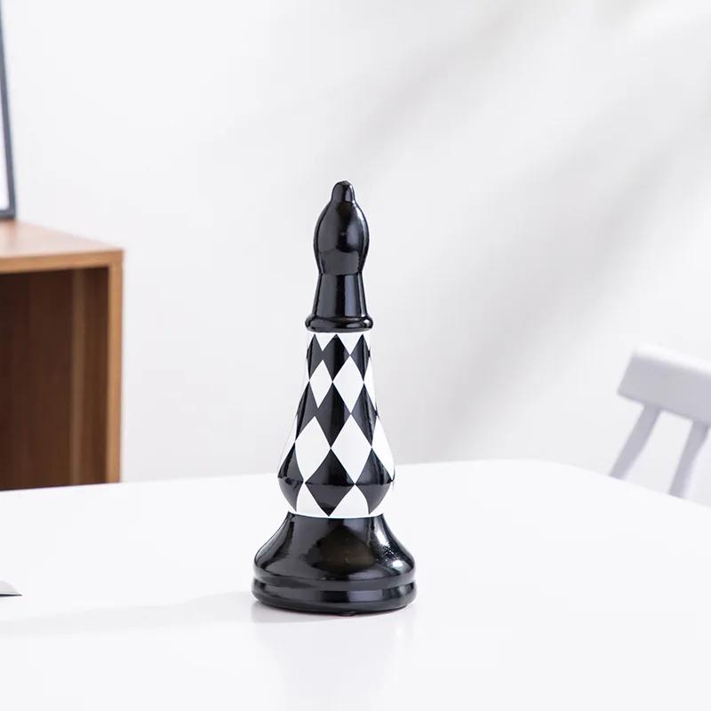 Ceramic Chess Black and White Checkered Chess Ornament Creative Soft Decoration Home Decoration Model Room Home Furnishing Decor