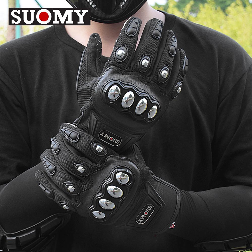 SUOMY Gloves Full Finger Breathable Summer Gloves Drop-proof Wear-resistant Motorcycle Gloves Stainless Metal Protective Shell