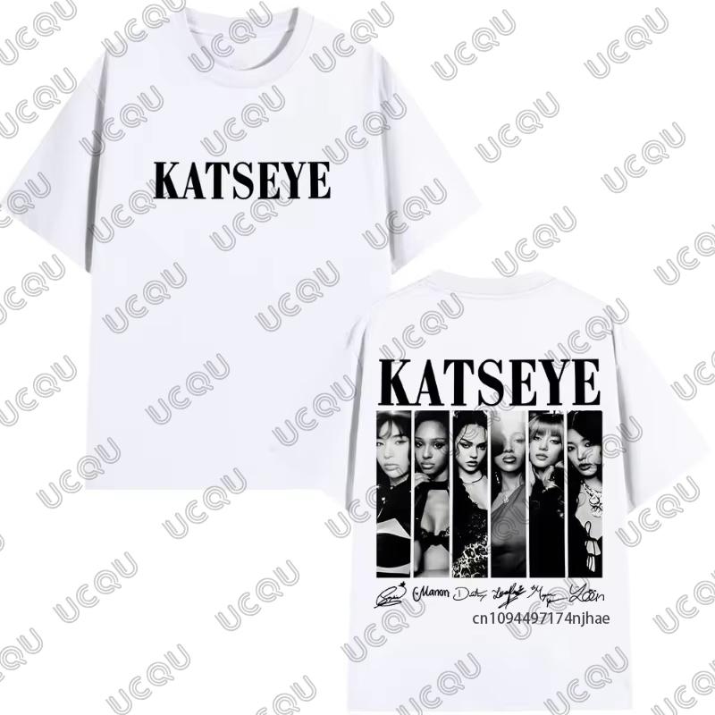 2026 New Vintage Korean Style Katseye Graphic Cotton WoUnisex Tshirt Summer Casual Kpop Streetwear Tees Oversized Unisex Tops