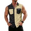 Men's Workwear Lapel Button-Down Vest Shirt - Lightweight Sleeveless Top