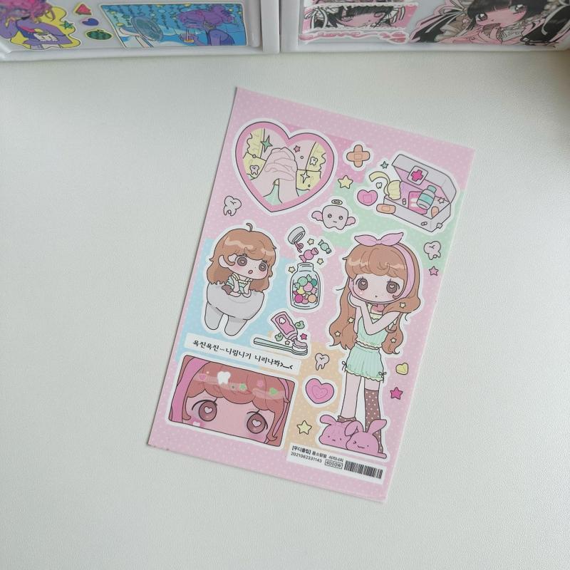Sweet Cool Shibuya Girl Stickers Kawaii Character Cartoon Y2K Stickers Handbook Diary Scrapbook Diy Decorative Sticker