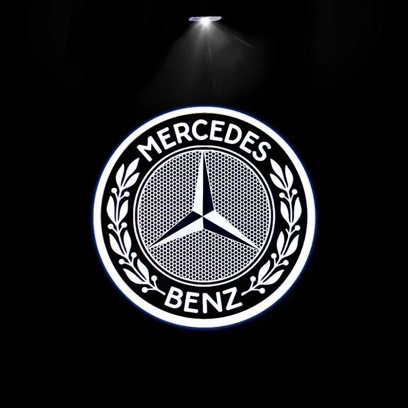 Emblems Set Of 2 High Laser Car Door Logo Projector Welcome Light Super Clear Projection LED Courtesy Lamp For Mercedes-Benz PQRST1