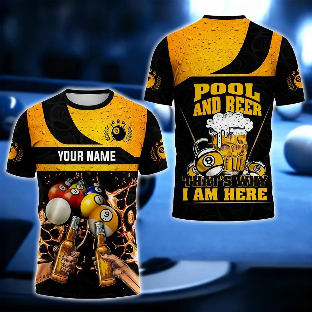 Fashion Billiards Sports Men's T-Shirt Funny 3D Print Personalized Short Sleeve Tees Casual O-neck Loose Comfortable Plus Siz T-shirts
