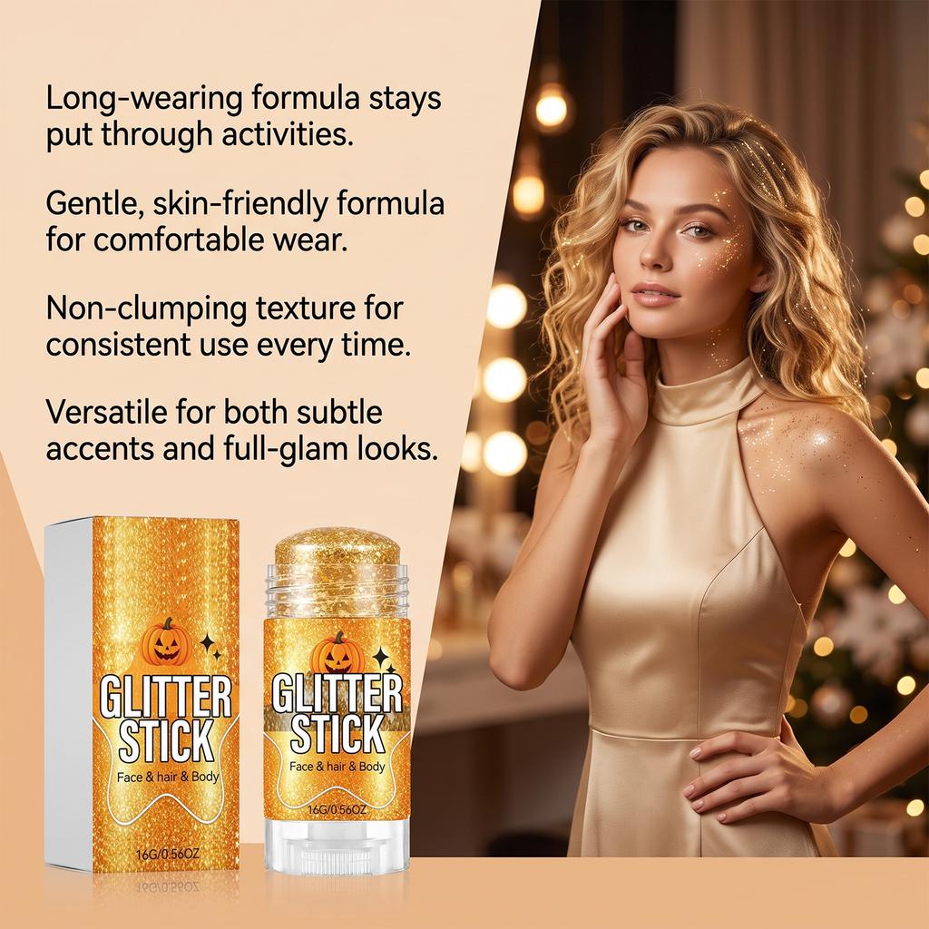 Glitter Makeup Stick Gold High Pigment Shimmer Smooth Blendable Face Body Party Cosmetics Stick