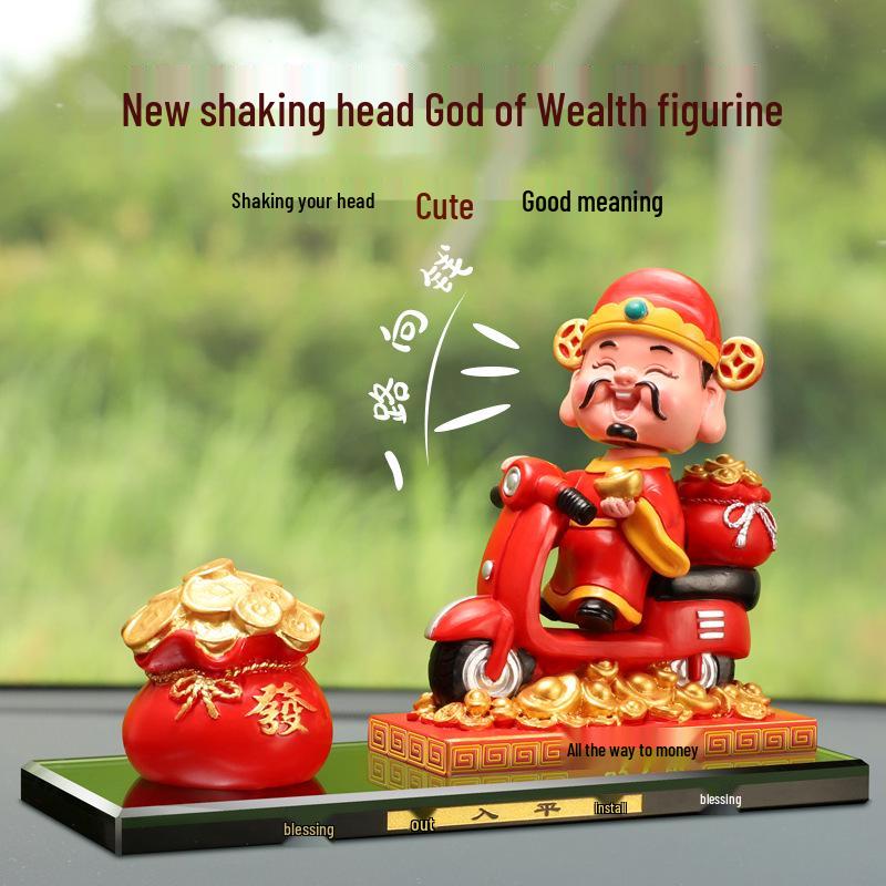 Shaking Head God of Wealth Car Ornament - New Year Fortune Desktop Decoration