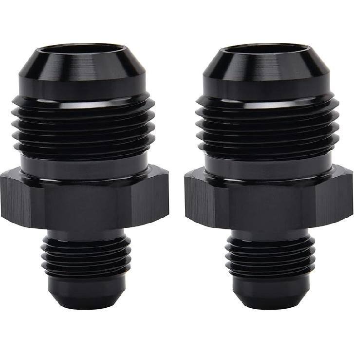 EVIL ENERGY 6AN Male to Male Flare Coupler Union Straight Fuel Hose Adapter Fitting Black 2PCS