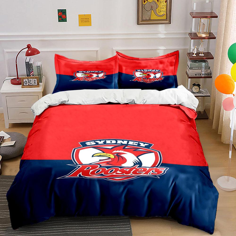 Sydney Roosters Logo Bedding Design Print Bedding Set Duvet Cover Pillowcases (1* Duvet Cover 2* Pillowcases Do Not Include Comforter)