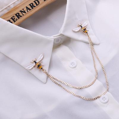 Cute Bee Retro Brooches Pins Animal Metal Alloy Metalized Chain Brooches Broches Man Suit Shirt Collar Tassel Lapel Pin Women Jewelry Giveaway