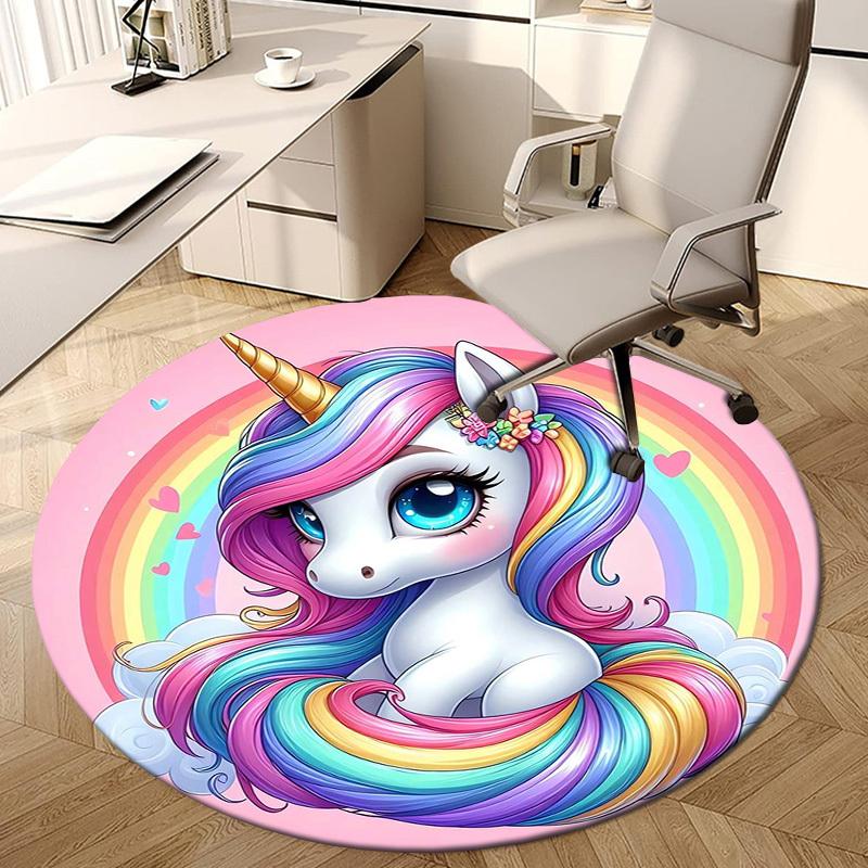 1pc Office Carpet Chair Mats Rainbow Unicorn Fantasy Art Perfect for Decorating Office Chairs, Living Rooms, Or Bedrooms
