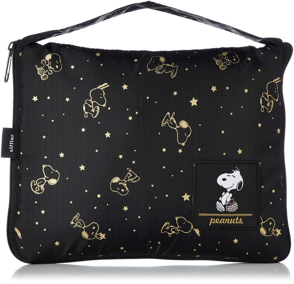 ECO0415 Shopping Basket Compatible Foldable Bag Miffy Disney Snoopy Gold Star Black [Sifre] Cool/Insulated
