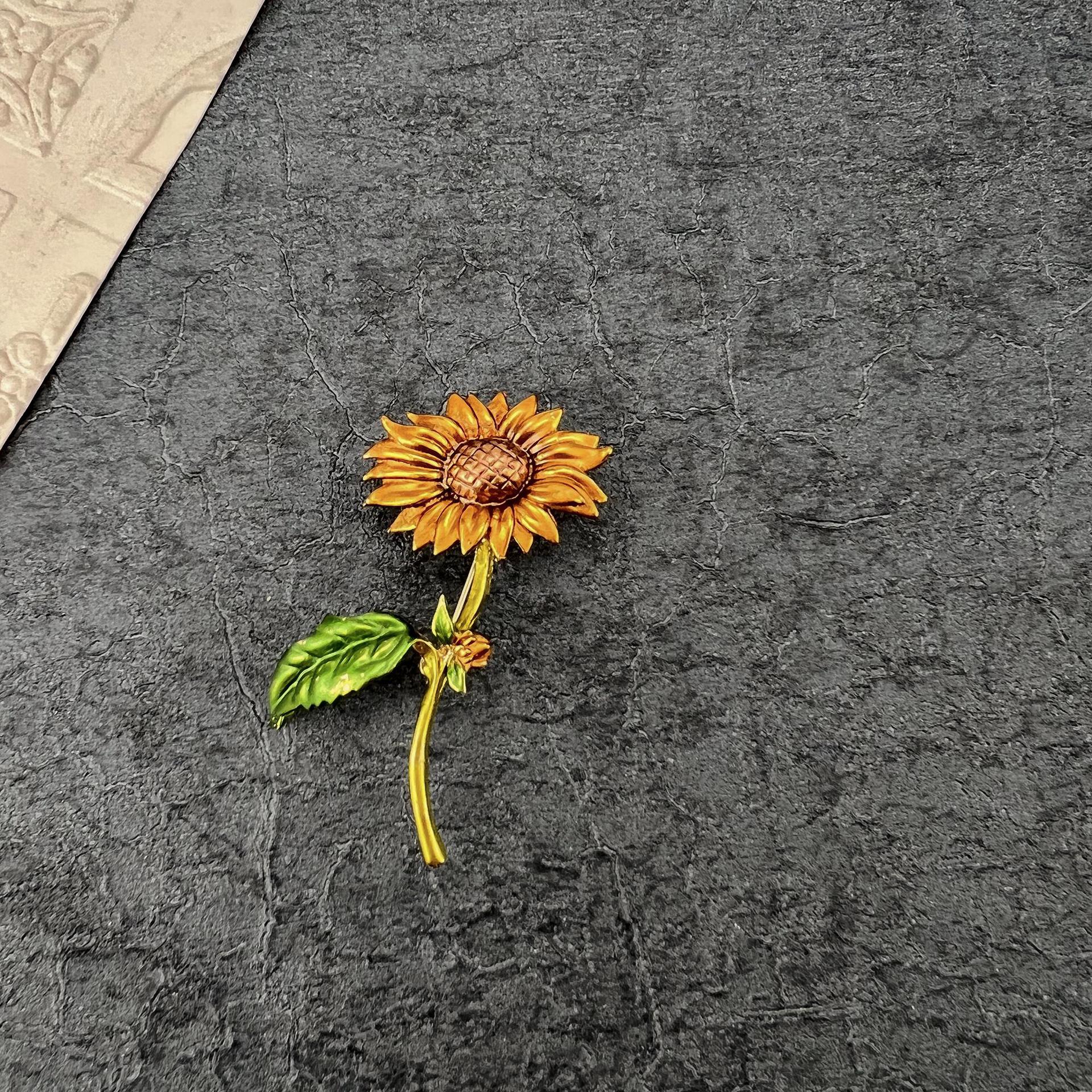 

Модная желтая брошь-булавка в стиле барокко с подсолнухом, винтажная эмалевая нашивка, аксессуары, винтажная брошь с росписью