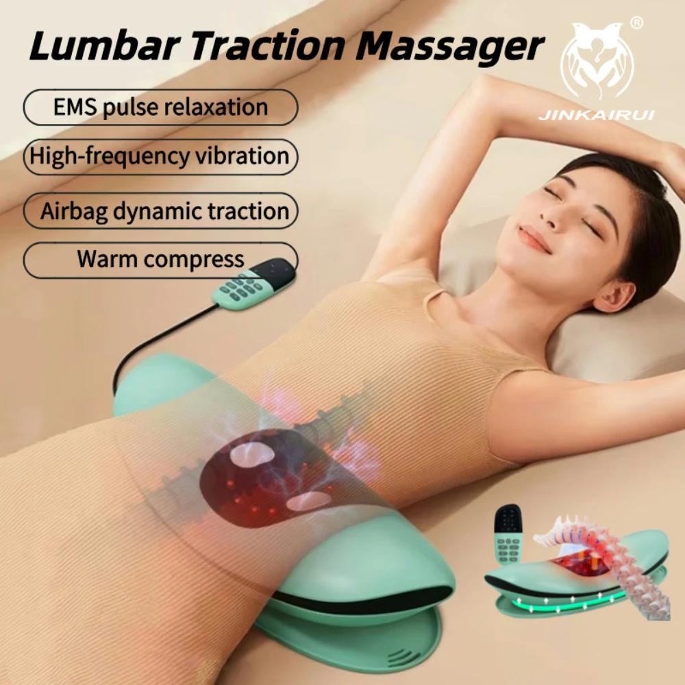 Binchi Health Electronics Green Back Massager For Low Back Pain Relief Heated Lumbar Support Back Traction Device With Airbag Traction And Vibration Massage