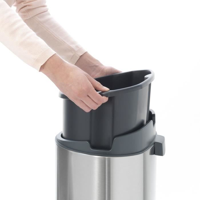 Poubelle Touch Bin - BRABANTIA - 40L - Acier Mat - Seau Intérieur Plastique - Adulte